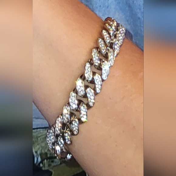 BRAND NEW MENS CUBAN 8 inch RHINESTONE 22 mm THICK BRACELET - Picture 6 of 8